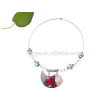 2016 Handcraft bordar colgante de plata de los pescados collar de Boho